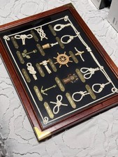 Rara scatola ombra vintage media 16,5" x 12,5" nodi nautici marinai parete incorniciata