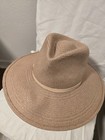 JANESSA LEONE BEIGE STRAW WIDE BRIM FEDORA STYLE HAT SZ M — photo 3