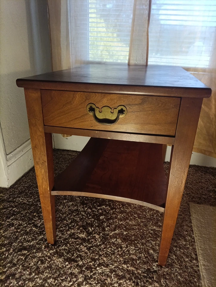 Henkel-harris Vintage Cherry Single Drawer Side Table With Lower Shelf - Image 2 of 4