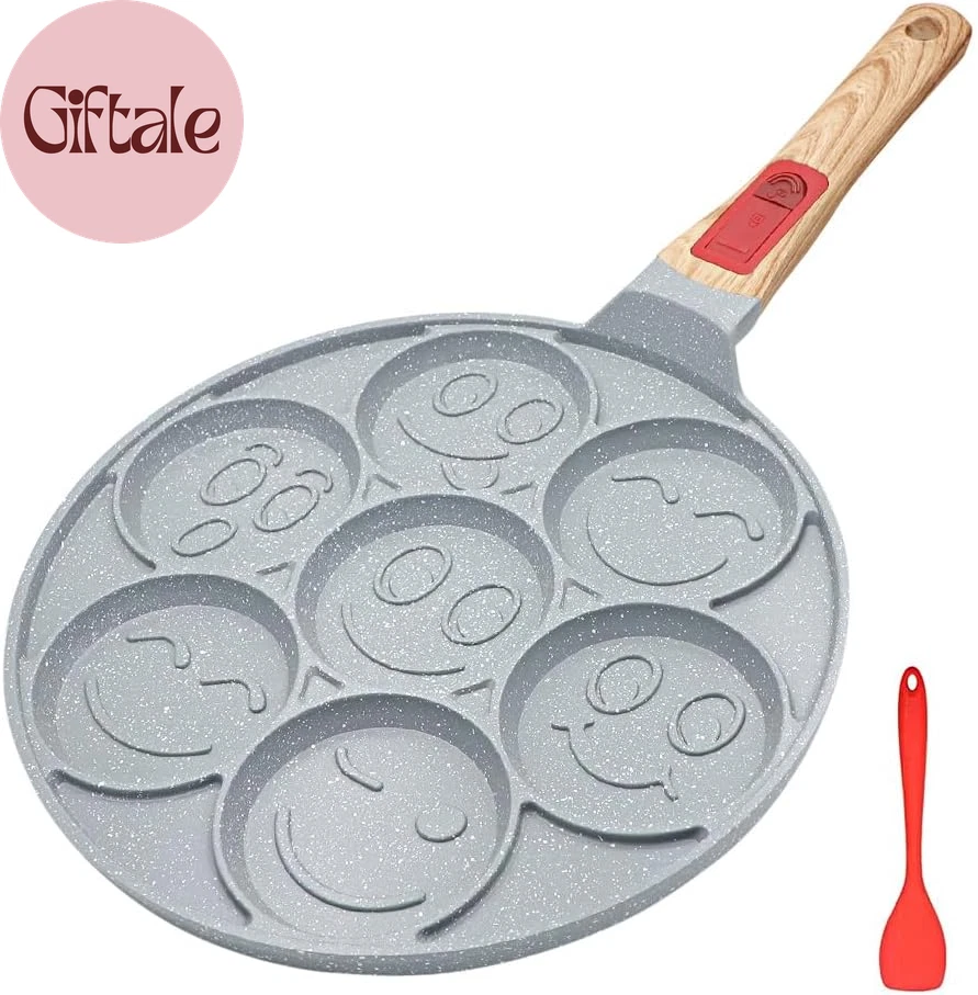 Ceramic Pancake Pan for Kids, Nonstick Pancake Griddle with Detachable Handle, 7