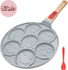 Ceramic Pancake Pan for Kids, Nonstick Pancake Griddle with Detachable Handle, 7
