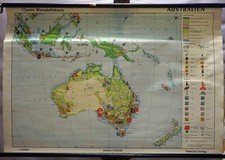 Vintage Pull Down Map Australia Economy Poster Wallchart Decoration