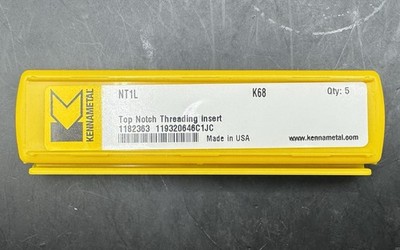 Kennametal NT1L Top Notch Carbide Threading Inserts K68 Grade 1182363 (5 Pk)