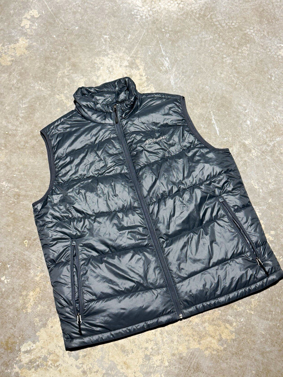 Columbia Omni-Heat Men's XL Gray Down Puffer Vest Full Zip Pockets