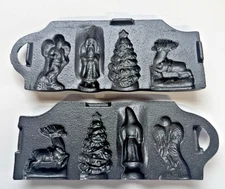 Vintage John Wright Heavy Cast Iron 1993 Christmas 2-Sided Candy Lollipop Mold