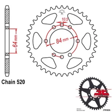 JT Sprockets Steel Rear Sprocket 520 Pitch 44 Tooth Suzuki LT160E (1989-1992)