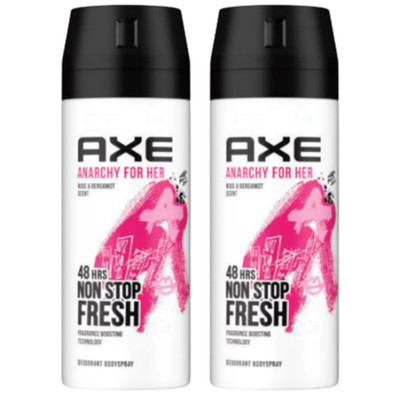 Axe Anarchy For Her Deodorant Body Spray 2 Pack 150ml Floral Fruity Fragrance