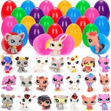 24 Pack Prefilled Easter Eggs with Mini Pet Figures Toy Filled Easter Eggs fo...