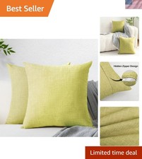 20x20 Inch Green Faux Linen Pillow Covers Set of 2, Farmhouse Rustic Decorati...