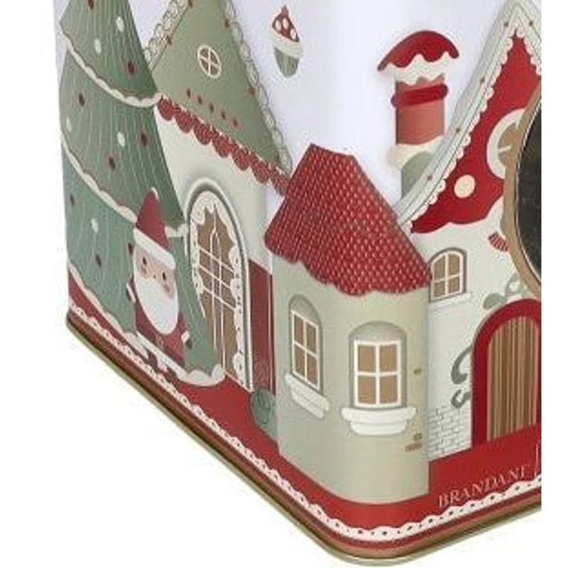 Barattolo Natale Latta con Oblò BRANDANI Villaggio in Festa Biscotti 13x13x17 cm, fotografia 4 di 9