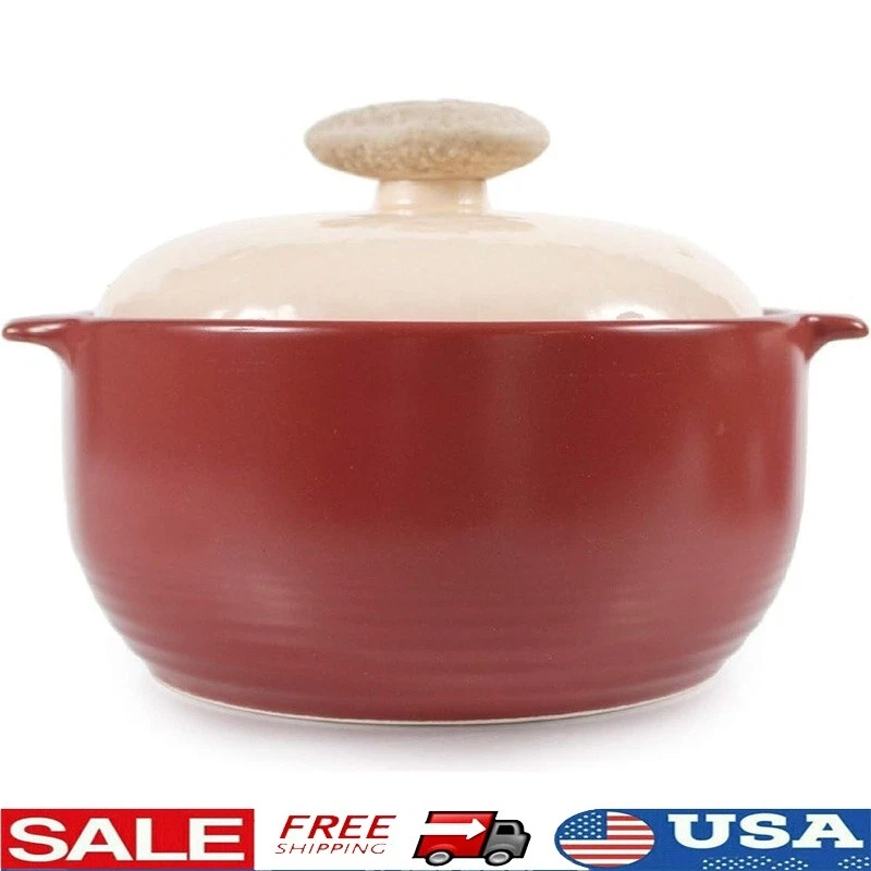 All-Natural Ceramic Cookware Eco-Friendly Heat Resistant Stockpot Oven Safe 2Qt