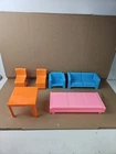 Vintage 70s Mattel Barbie Townhouse Orange Blue Pink Plastic Furniture Lot