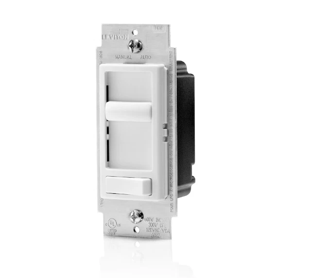2 PACOTES de reguladores deslizantes Leviton SureSlide com interruptor predefinido branco novo - Imagem 3 de 4