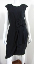 VESTIDO SIN MANGAS TALBOTS JOAN LESLIE TALLA 10 NEGRO SÓLIDO LAZO ESCOTE REDONDO
