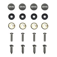 Laser Etched Black Fit Gmc License Plate Frame Bolts Chrome Screws Cap New