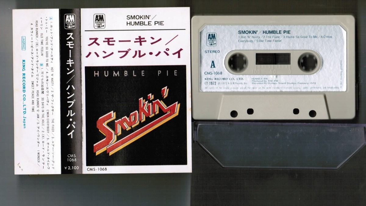 HUMBLE PIE Smokin' JAPAN CASSETTE TAPE CMS1068 w/PS Steve Marriott