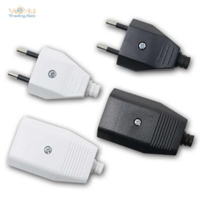 Euro-Stecker/Kupplung schwarz oder weiß EU Netzstecker flach, Strom-Stecker 230V