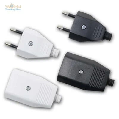 Euro-Stecker/Kupplung schwarz oder weiß EU Netzstecker flach, Strom-Stecker 230V