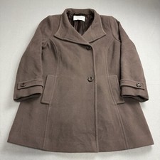 Windsmoor Coat Womens UK 12 Brown Wool Cashmere Blend Collared Pea Overcoat