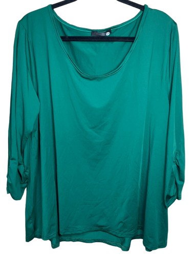 Loveu Dear green women Size 2 XL Soft Ruched Sleeve Christmas Blouse Stretch