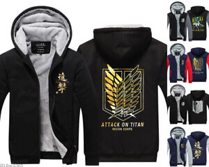 Men Women Attack on Titan Scout Legion Full Zip Hoodie Jacket Sweatshirt