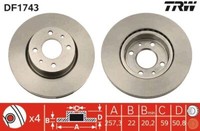 2X TRW DF1743 Bremsscheibe FüR Alfa Romeo Passend FüR Fiat Lancia