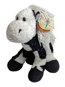First Main Lankydoodle Horse Plush Stuffed Animal Toy Black Corduroy Hoofs 11"