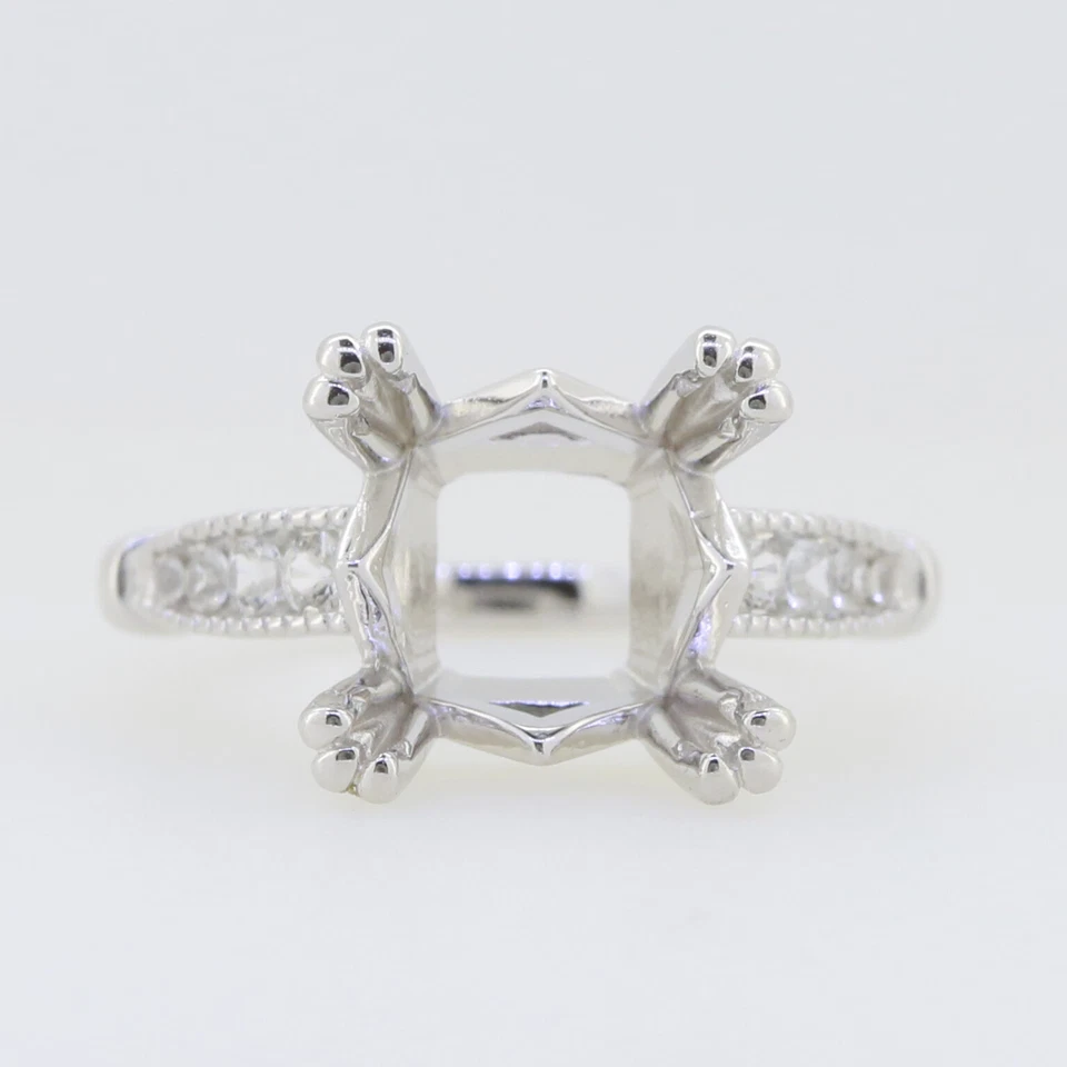 Anillo semi montaje plata esterlina princesa SQ 10X10mm topacio o moissanita Foto 2 de 4