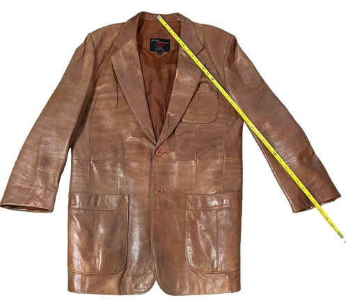 Vintage Leather Jacket Mens Sz 44 Fantastic International 1970s Capsule READ - Picture 6 of 17