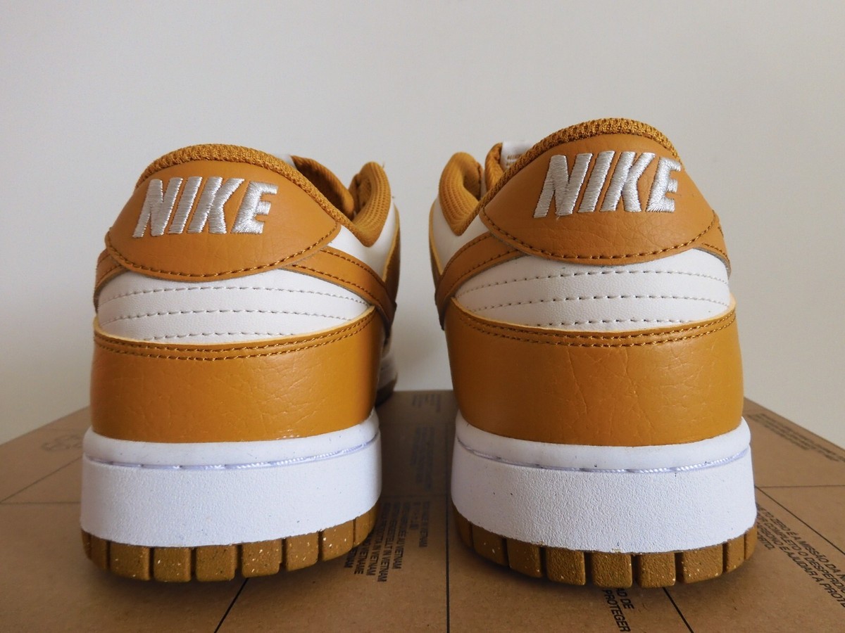 MENS NIKE DUNK LOW NEXT NATURE PHANTOM-GOLD SUEDE-WHT-VOLT SZ 12.5