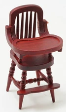 Dollhouse Miniatures 1:12 Scale High Chair, Mahogany #CLA10508
