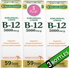 3 Pack Liquid B-12 177 Doses 5000mcg B12 Energy Metabolism Nervous System Health