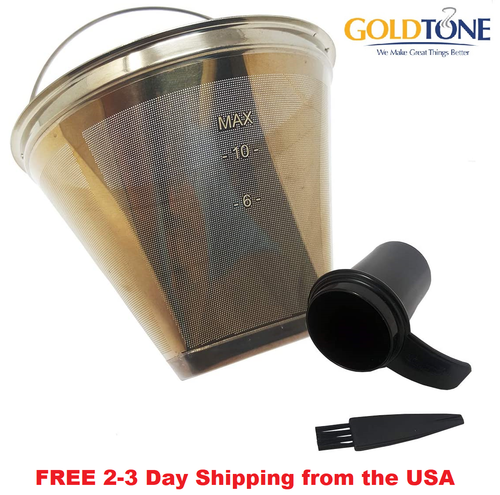 Stainless Steel 8-12 Cup #4 Cone Reusable Coffee Filter - Fits Cuisinart, Ninja - Afbeelding 1 van 8