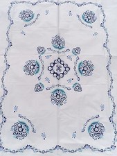 Girls Floral Garland Cotton Duvet White Blue Aqua Periwinkle Twin Size