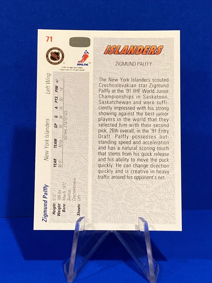 1991-92 Upper Deck Zigmund Palffy Rookie Card #71 - Image 2 of 2
