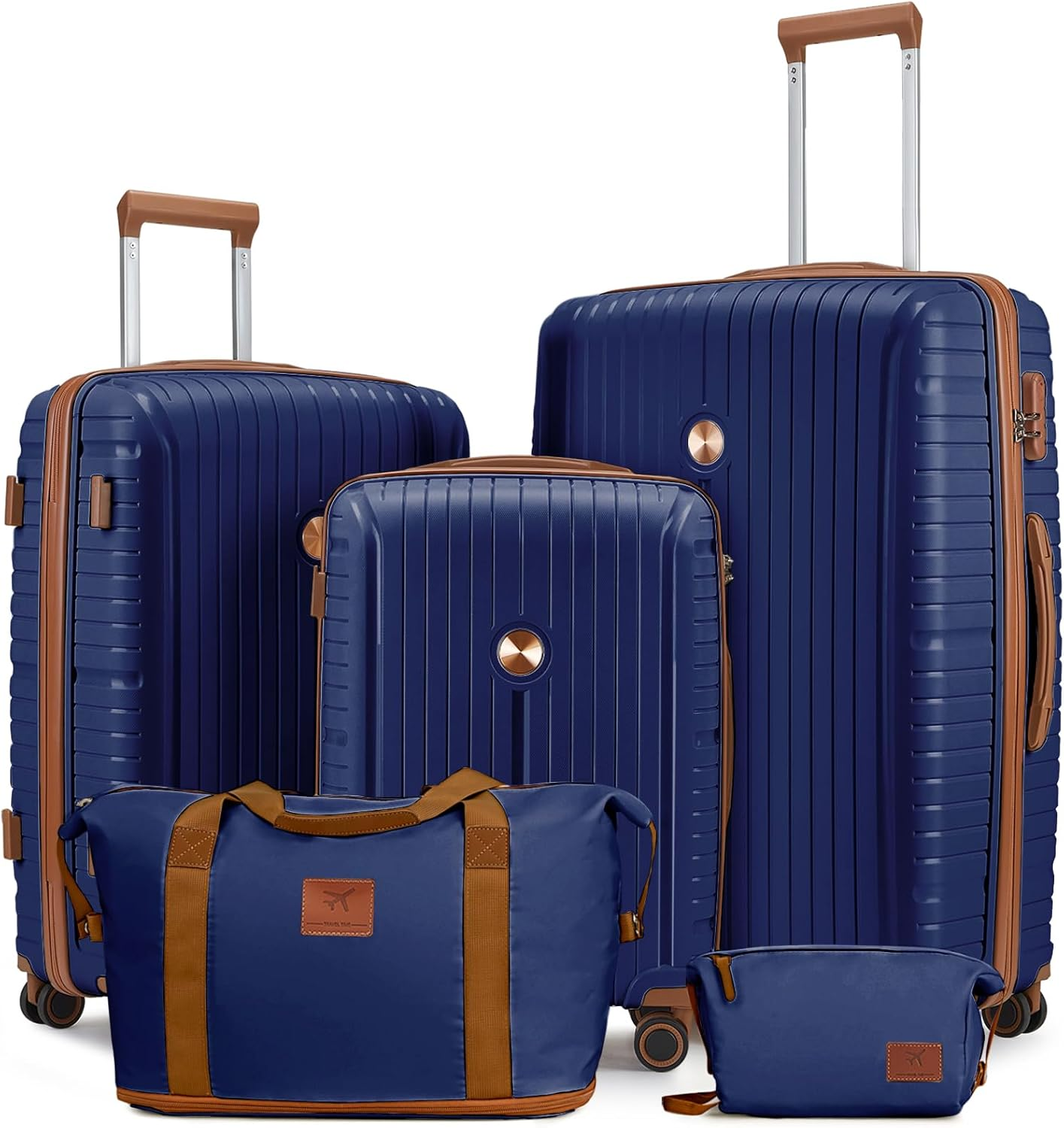 Luggage Sets 5 Piece PP Hardshell Carry on Suitcase, Travel Lightweight Carry-On