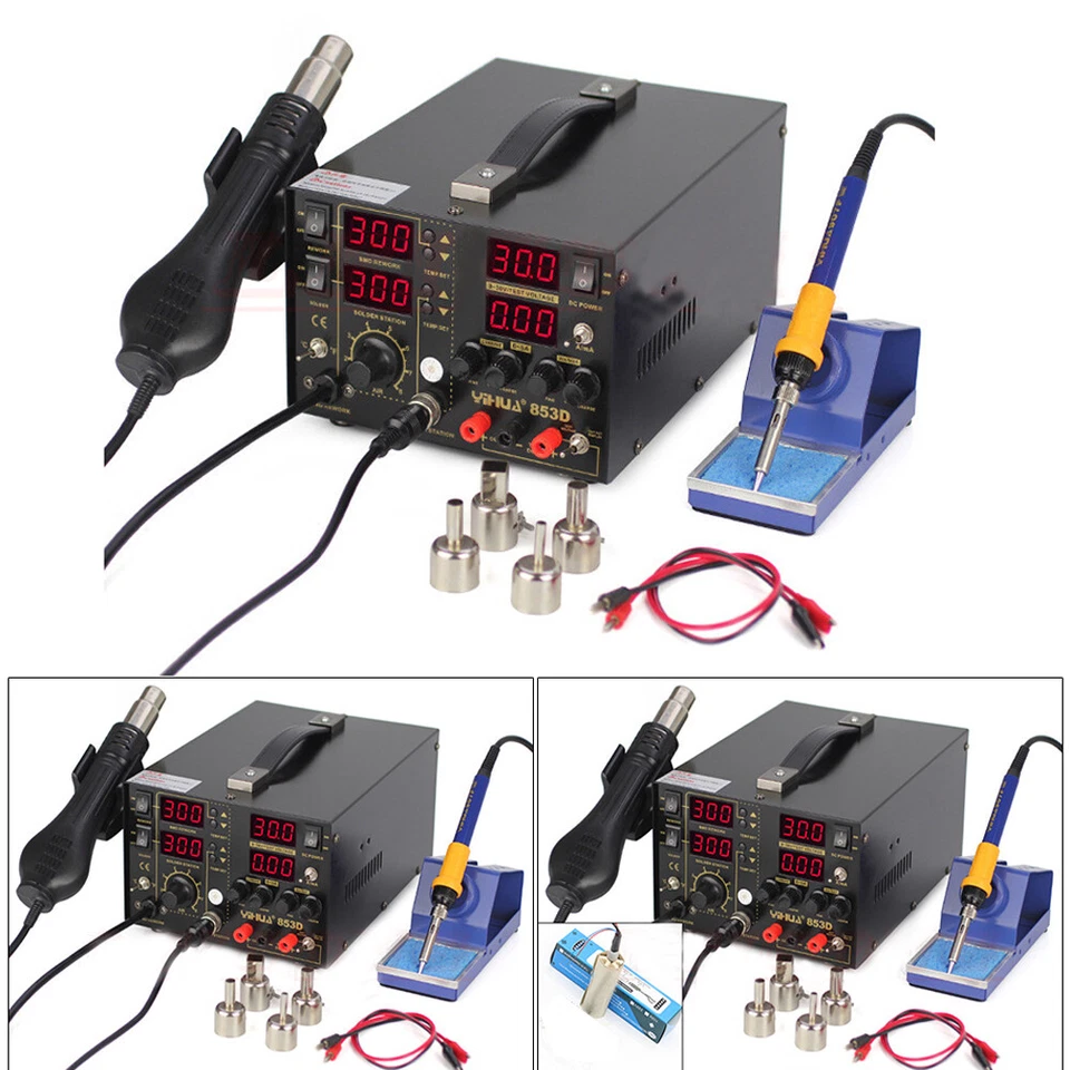 YIHUA 853D 5A 3In1 BGA Rework Soldering Station Hot Air Gun SMD Solder Iron Tool - Image 2 of 4