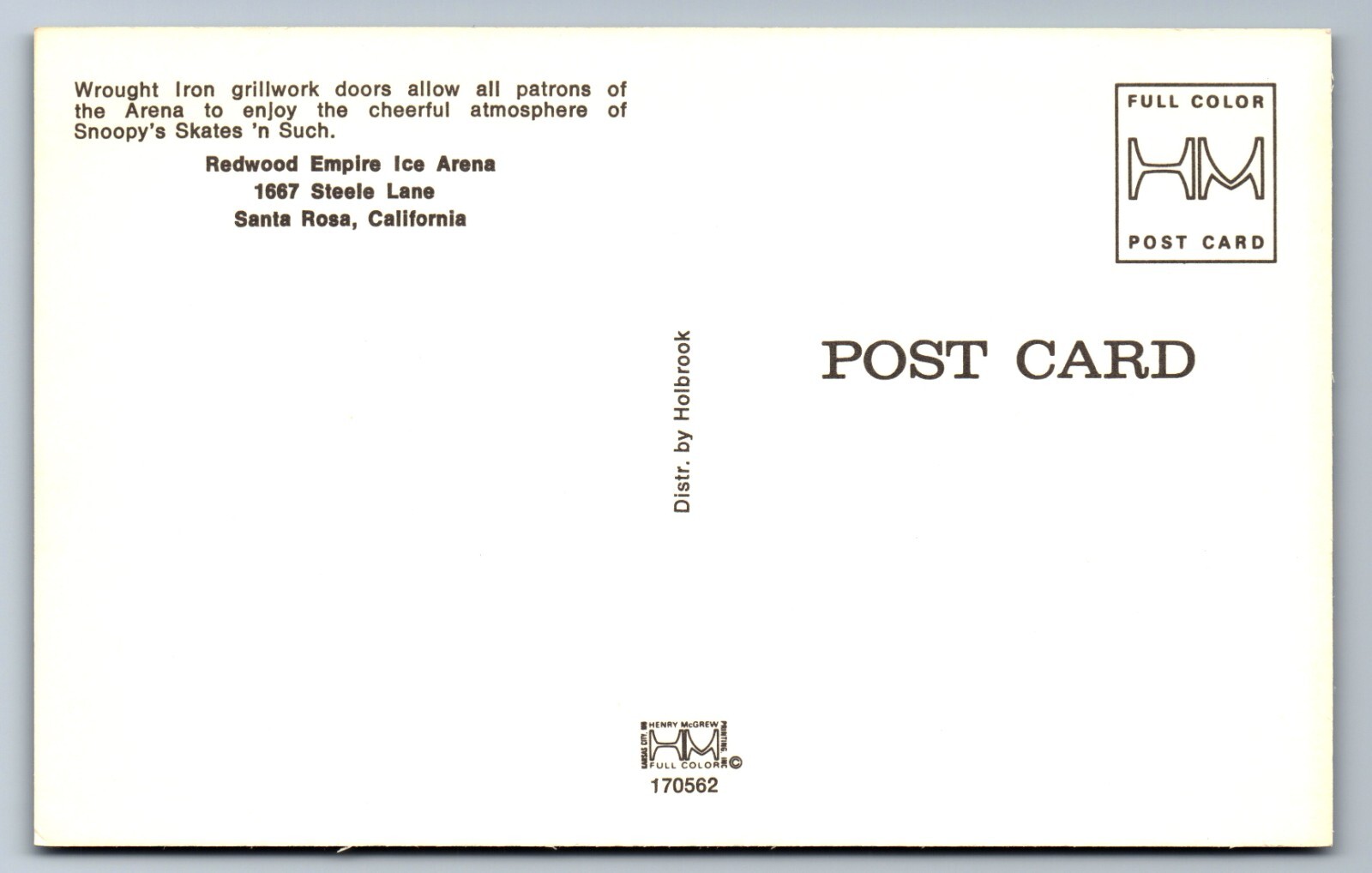 C.1970 SANTA ROSA, CA SNOOPY SCHULZ STORE IN ICE SKATING ARENA Postcard