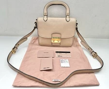 Auth MIU MIU Madras Top Handle Crossbody Leather Bag 8”x7”