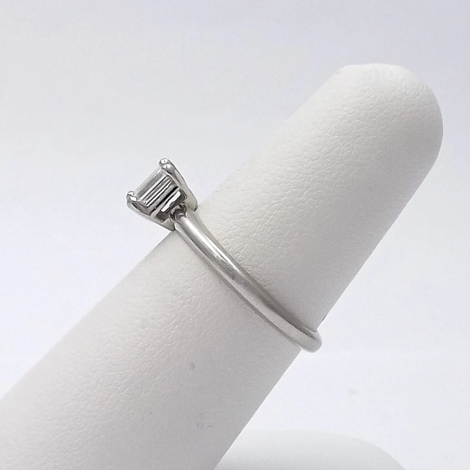 Platinum Natural Emerald Cut Diamond Engagement Ring Solitaire Setting - Image 4 of 4