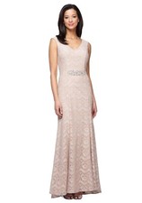 New ALEX EVENINGS Size 6 Embellished Waist Lace Gown Long Dress Retail 229
