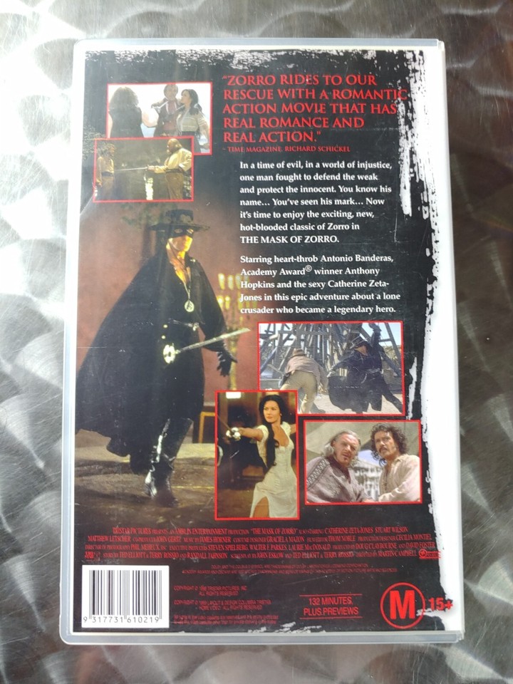 The Mask Of Zoro Antonio Banderas VHS Movie Video Big Box Ex