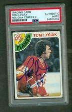 Tom Lysiak RIP 2016 Vintage 1978-79 Topps #97 Flames PSA/DNA Encased Autograph
