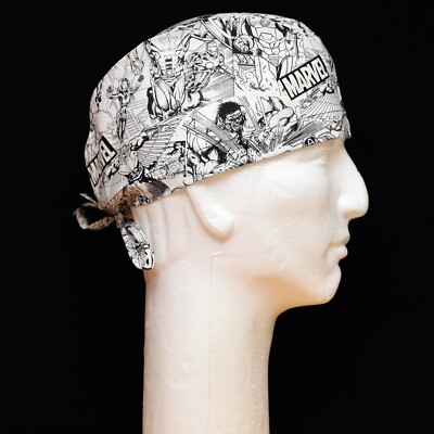 Marvel DC Comics Characters All Over on White Theme Scrub Hat