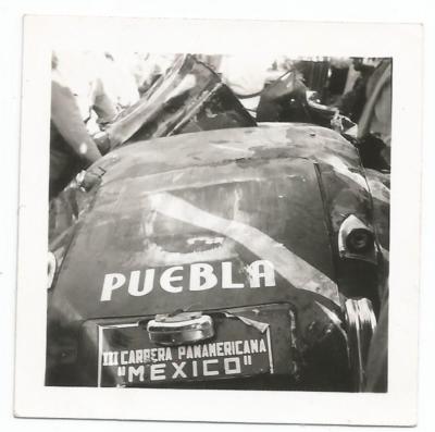 1952 III CARRERA PANAMERICANA UNKNOWN CRASHED CAR RACING RACE ORIG B&W PHOTO