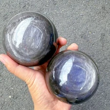 1PC Silver Obsidian Ball Quartz Crystal Divination Mineral Specimen Heal Energy