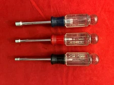 3 Craftsman Nut Drivers SAE V-Series Vintage 1/4" 41971, 3/8" 41974, 3/16” 41977