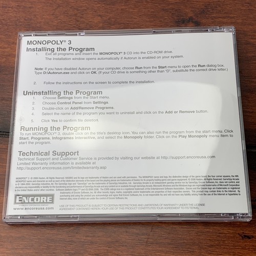 Monopoly PC CD-ROM Game 2006 Encore Jewel Case - Picture 4 of 4