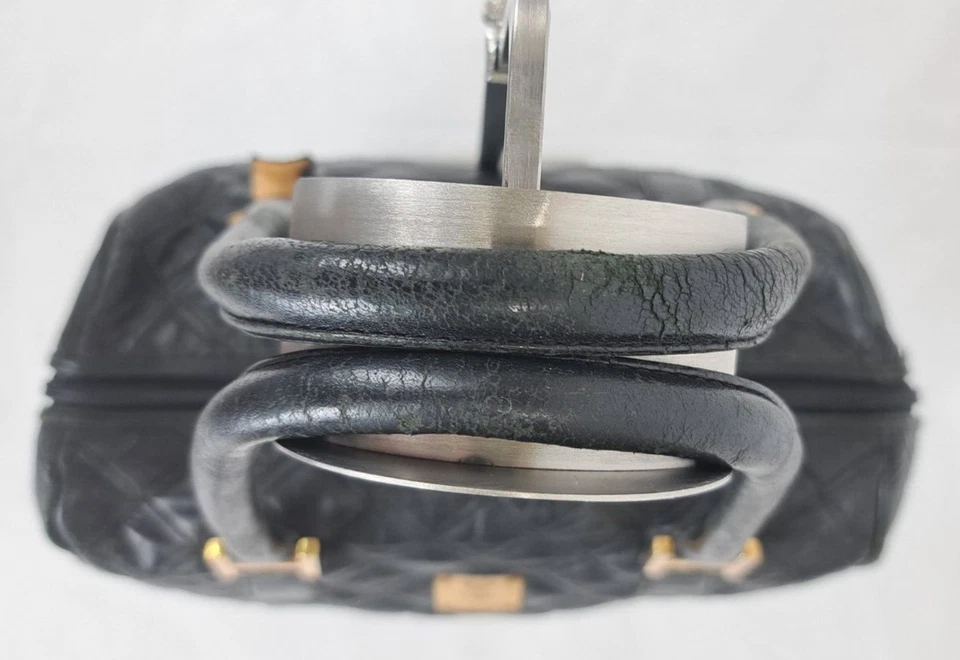 Vintage MCM Visetos Black Quilted Boston Leather HandBag - Image 4 of 4