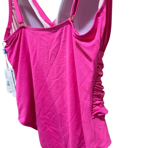 Bleu by Rod Beattie Plus Size 18W Pink Bling Ruched One-Piece Swimsuit NWT - Picture 8 of 10